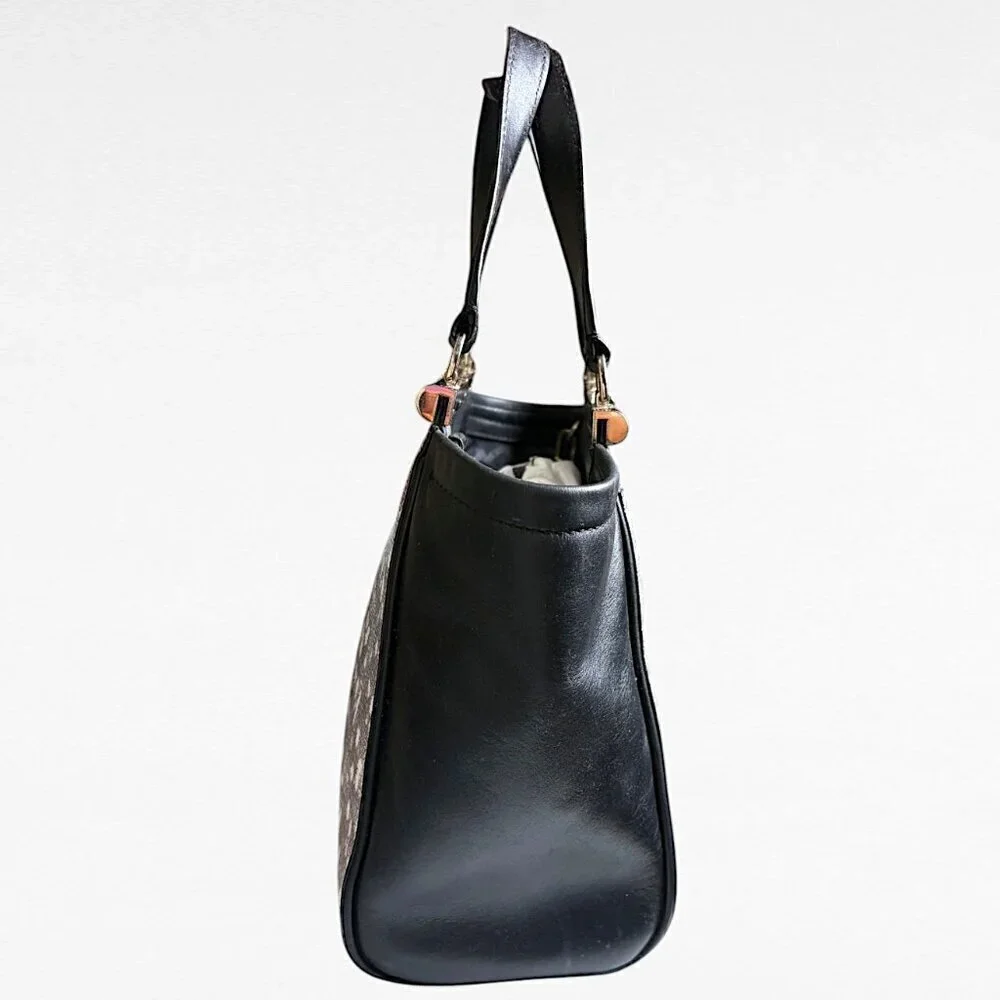 Diane von Furstenberg 440 Breakaway Black White Embossed Leather Satchel
